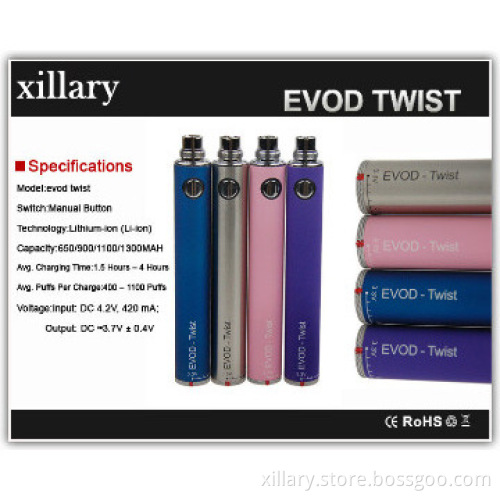 Green flameless electronic cigarette best battery evod twist
